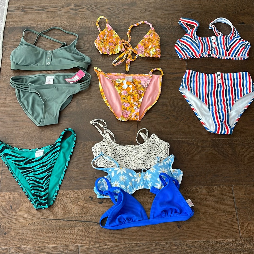 Xhilaration Bathing Suit Bundle - 3 bikinis, 3 bikini tops, 1 bikini bottoms